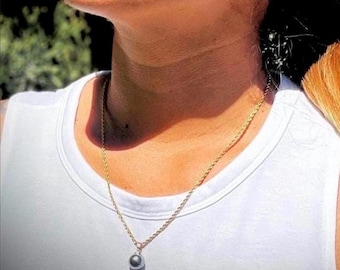 Tahitian Pearl Necklace SET 20” Long Chain Silver