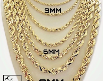 14k Gold Filled 8MM 6MM 3MM Thick Rope Chain
