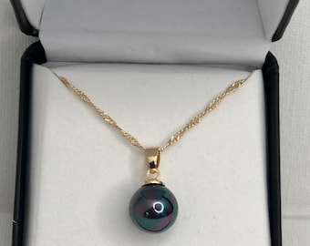 12mm Natural Blue Pearl Necklace