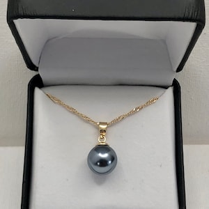 Conjunto de collar de perlas de Tahití, cadena larga de 20 pulgadas, plata