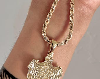 14kt HAWAIIAN CREST 4MM  22” Solid 925 Sterling Gold Chain