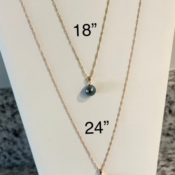 14k Gold TAHITIAN PEARL Necklace/ Earrings Set 24” Long Chain