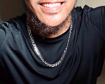 9mm Silver Figaro Chain