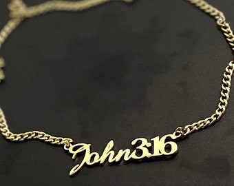 John 3:16 Customize Nameplate Gold Necklace