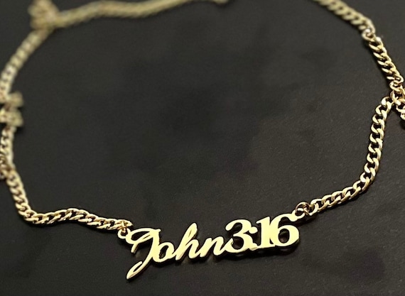 John 3:16 Customize Nameplate Gold Necklace