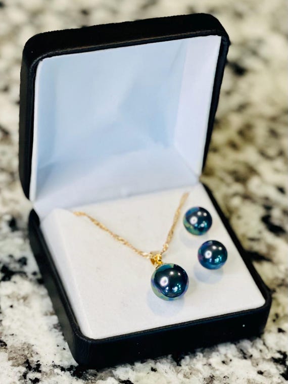 12mm Natural Blue Pearl Necklace