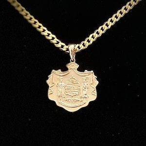 KIDS Hawaiian 14k Gold Cuban Chain with Hawaiian Crest Pendant