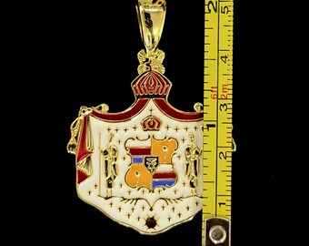14kt. Gold Enamel Hawaiian Coat of Arms Custom Pendant