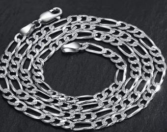 9mm Silver Figaro Chain