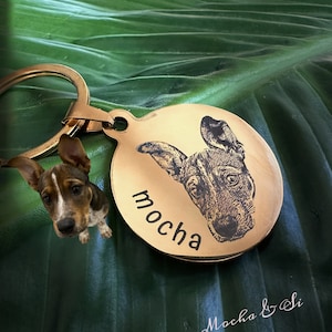 custom pet portrait keychain, Dog Cat tag. Dog cat custom gift. memorial gift. dog cat mom gift. Engraved gift. Actual photo keyring.