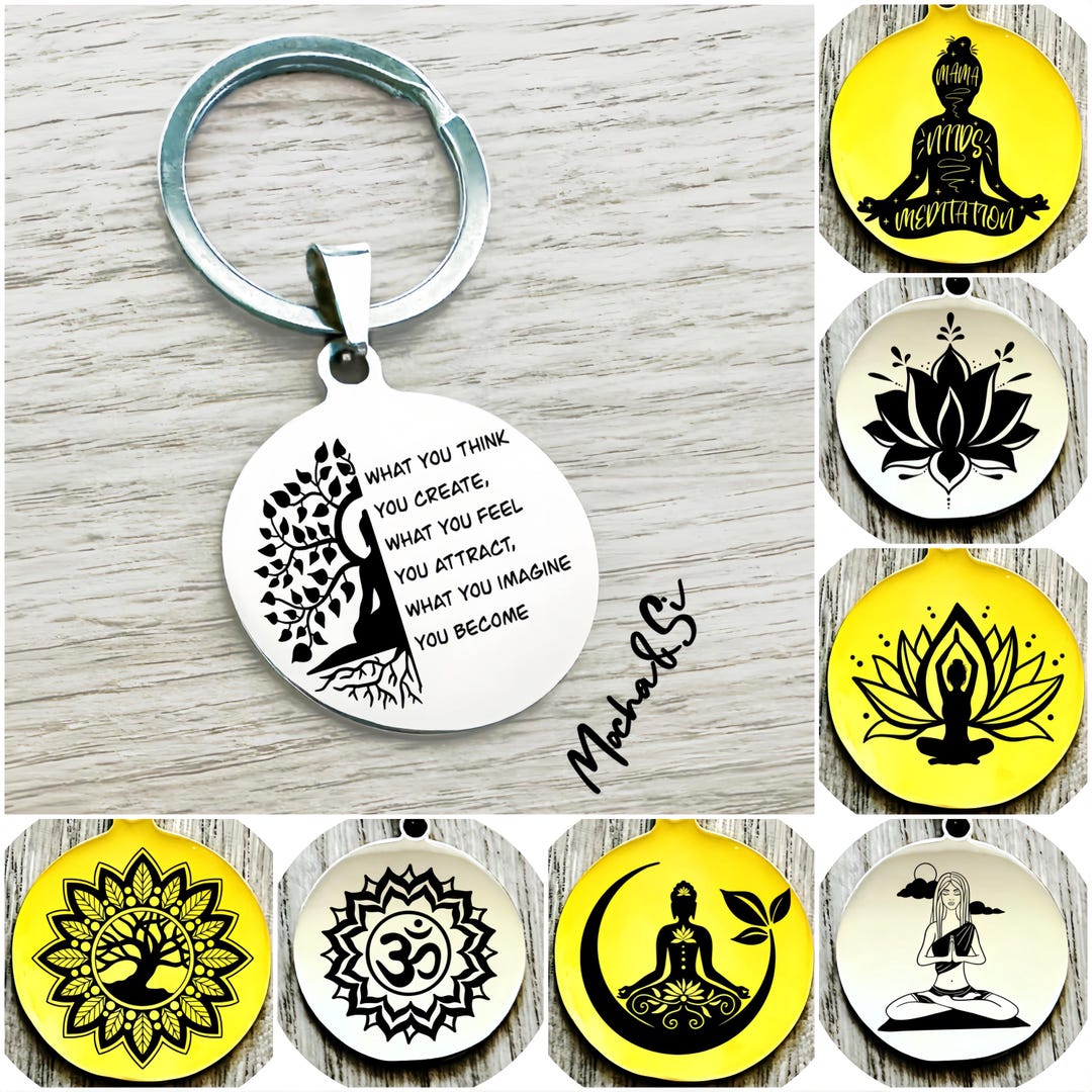Reflexology Keychains Personalzied Meditation Keychain With Name, Yoga Bag Charms,mental ...
