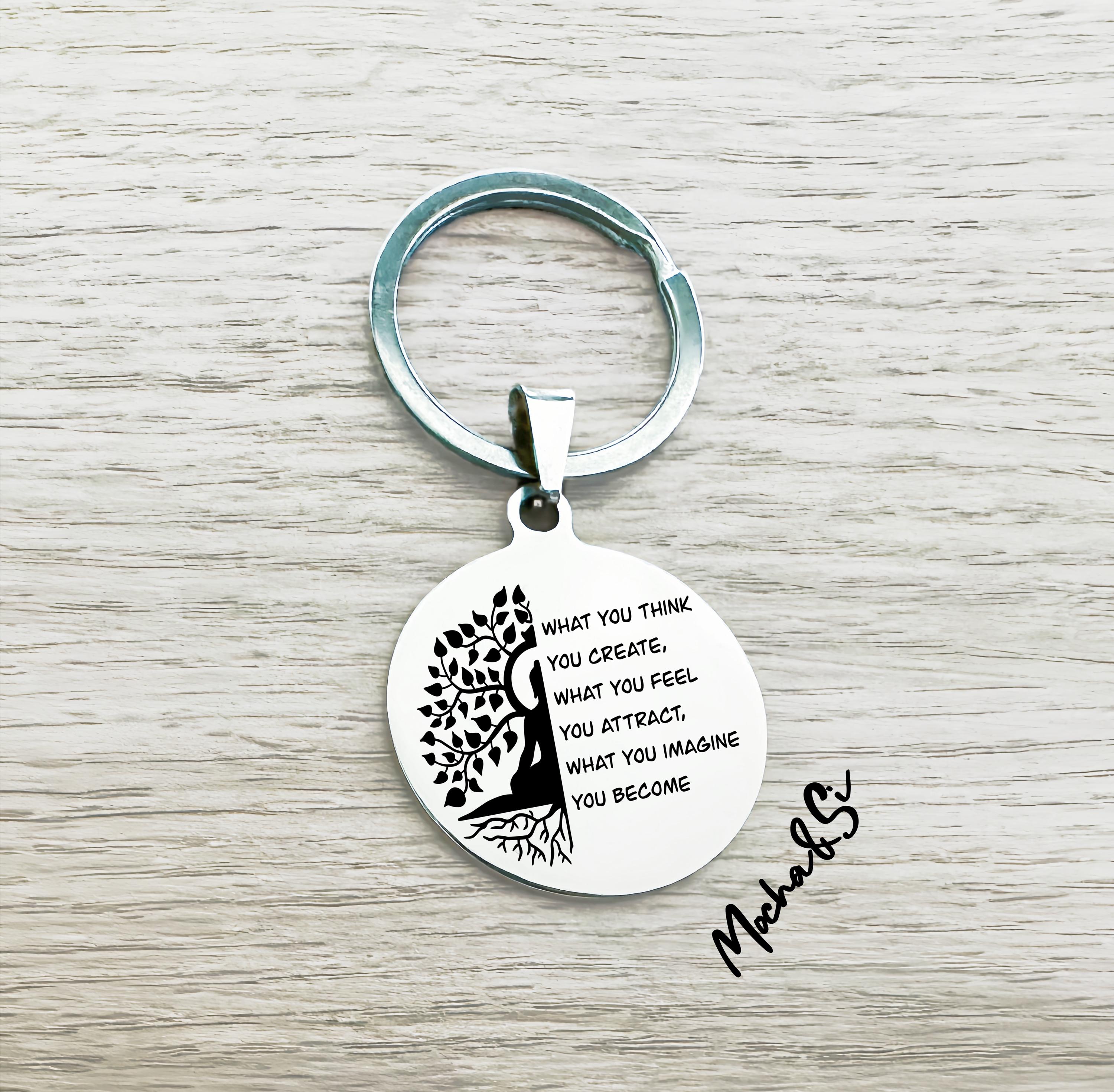 Zen Keychain Personalzied Meditation Keychain With Name, Yoga Bag Charms,mental ...