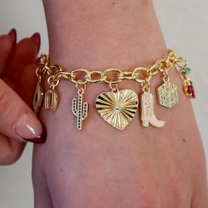 CLEARANCE Personalized Charm Bracelet – Build Your Own Jewelry – Custom Aesthetic Gift – Cute Gold Plated charm Bracelet Customizable Charms