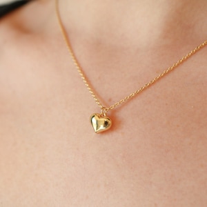 CLEARANCE Tiny puffed heart necklace | 14k gold filed heart necklace | mini heart necklace | dainty gold necklace | small heart necklace |