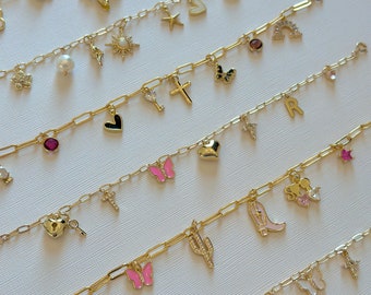 Custom Charm Bracelet | make your own charm bracelet | gold charm bracelet | create your own charm bracelet