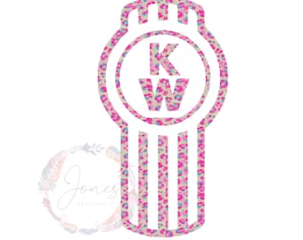 Turquoise and Pink Leopard Print Kenworth Logo PNG digital download