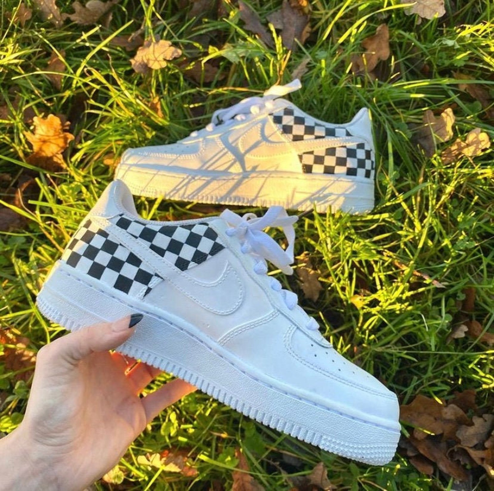 brown checkered air force ones