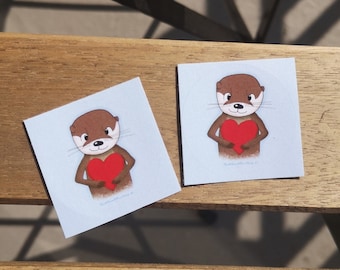 Otter with heart | 5 stickers | Paper stickers | Around