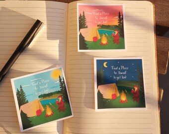 Stickers | Lost Place for Yourself | Vinyl sticker paper sticker | Otter Camping Fireplace Cozy | for journaling, laptops and more
