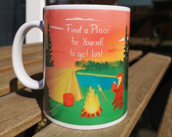 mug | Lost Place for Yourself | cute ceramic mug | Otter Camping Fireplace Cozy | for coffee, tea, hot chocolate and more