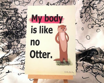 Postcard A6 Otter My Body is like no Otter Self-confident Activism Self-determined