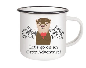 Let's go on an Otter Adventure! | cute enamel mug with black rim | perfect for adventurers | The Other Otter Shop