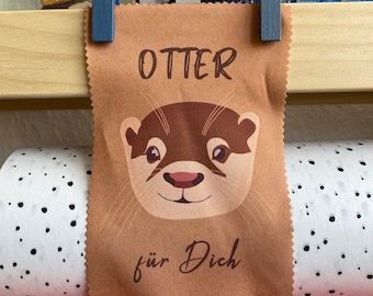 Otter glass cleaning cloth, glasses cleaning cloths with motif "Otter for you" | Microfiber cloths | cute gift printed by hand