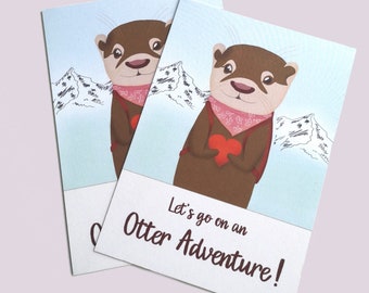 Postcard »Let's go on an Otter Adventure!« | Adventure Otter motif | cute card for adventurers, friends and family