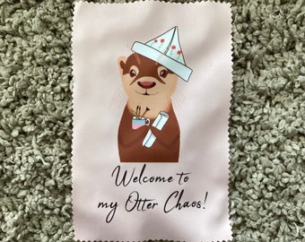 Otter glass cleaning cloth, glasses cleaning cloths with motif "Welcome to my Otter Chaos" | Microfiber cloths | cute gift printed by hand