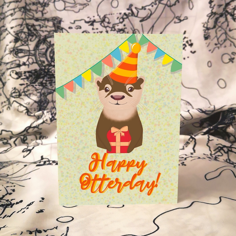 Happy Otterday The Other Otter folded card Gift Otters image 1