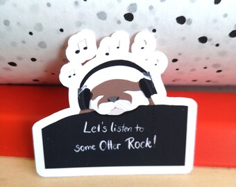 Listen to some Otter Rock! - cute vinyl sticker with sleeping little otter and his headphones