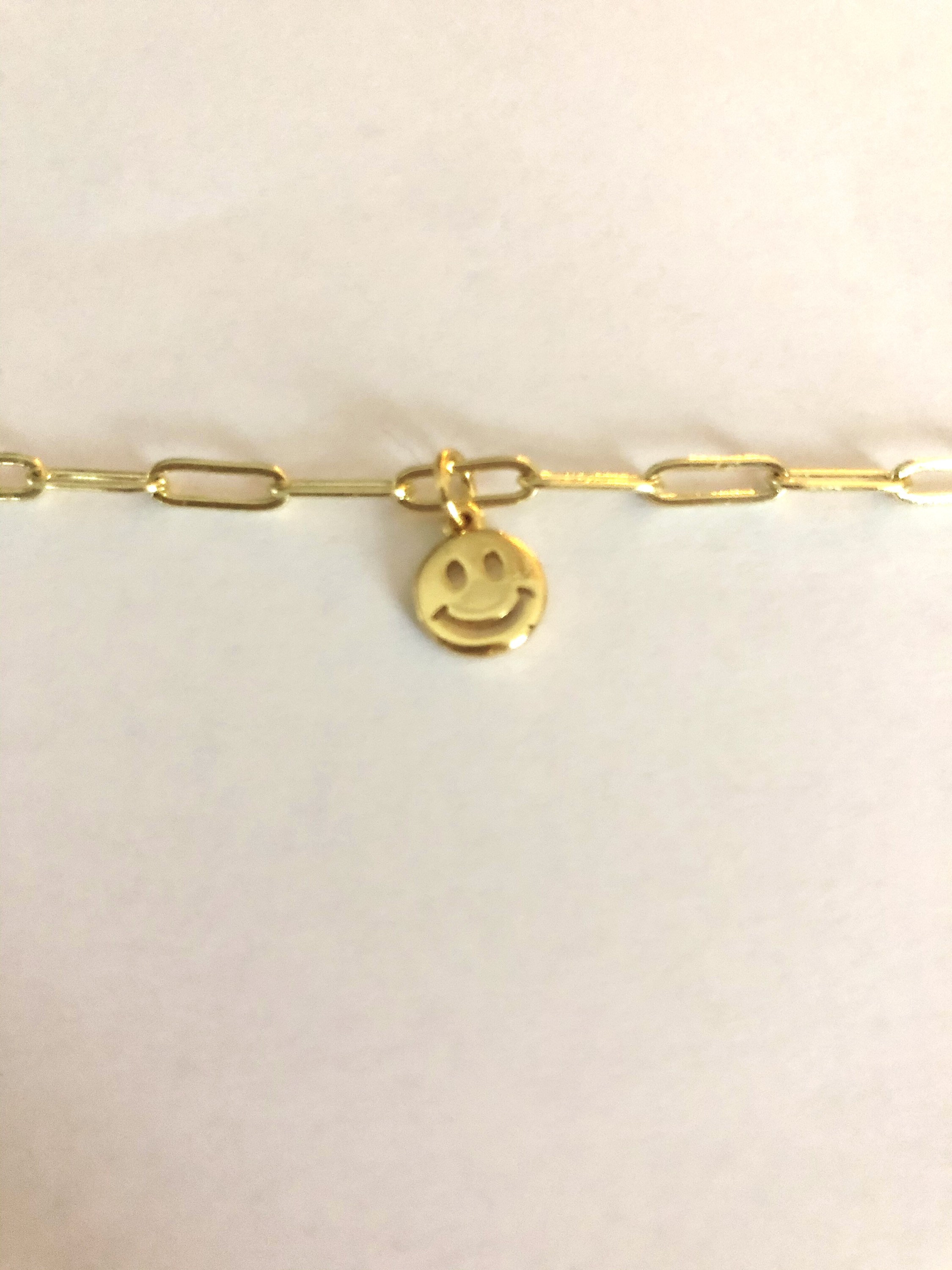 Gold Smiley Face Necklace Gold Paperclip Chain Preppy Etsy