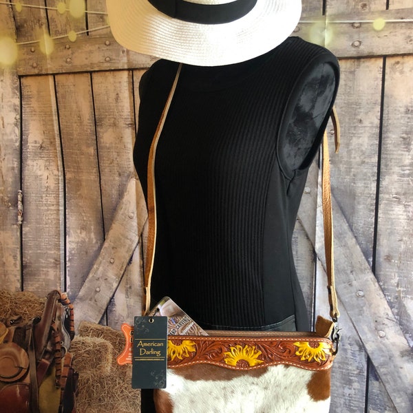 American Darling Tooled Leather Crossbody Purse