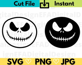 2 diferentes Jack Skellington Face SVG, Halloween Jack Face Clipart, Nightmare SVG, arquivo, design de camisa, arquivo Cricut, arquivo cortado, download instantâneo