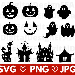Pumpkin Ghost Bundle, Halloween Bundle, Pumpkin Face, Ghost, Boo Bundle Jpg, Svg, Clipart, Shirt, Cricut File, Cut file, Instant Download