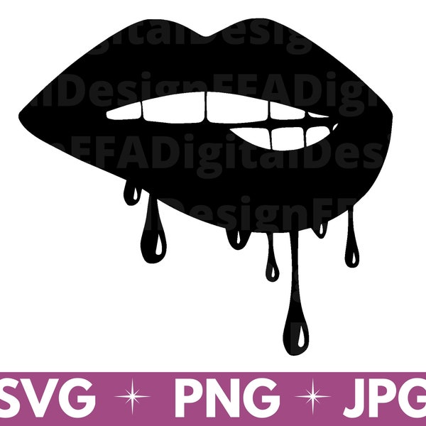 Bitting Lips SVG, Dripping Lips SVG Clipart, Lips Shirt Design, Cricut File, Cut file, Instant Jpg Png Download
