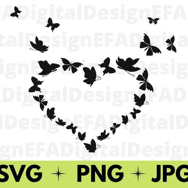 Butterfly Bundle, Butterfly Heart Svg, Heart Made with Butterfly Clipart Files,  Svg, Png, Jpg ,Cut Files