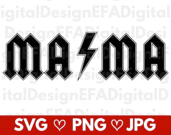 ACDC Mama Lightning Bolt Svg, Metal Lover Mom Life SVG, Jpg, Sticker Clipart Files, Shirt Design, Cricut File, Cut file, Instant Download