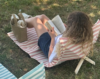 Tumbona plegable: tumbona de playa impermeable con bolsa de transporte de lino