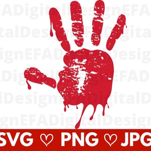 Bloody Hand Print Smear, Hand Design, Dripping Blood, Halloween Scary Hand, Clipart, Shirt Design, Cricut File, Cut file, Instant Download