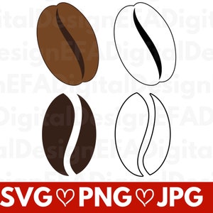 Paquete SVG de grano de café, granos de café Svg, vector de silueta de grano de café, tema de café Svg, archivo de corte, PNG, JPG archivos de descarga instantánea