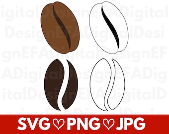 Coffee Bean SVG Bundle, Coffee Beans Svg, Coffee Bean Silhouette Vector, Coffee Theme Svg, Cut File, PNG, JPG Instant Download Files