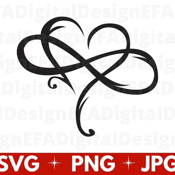 Infinity Heart SVG Cut File, Infinity Love Cut File, Love Infinity Svg, Heart Svg, PNG, Infinity Heart Design svg,jpg Instant Download Files