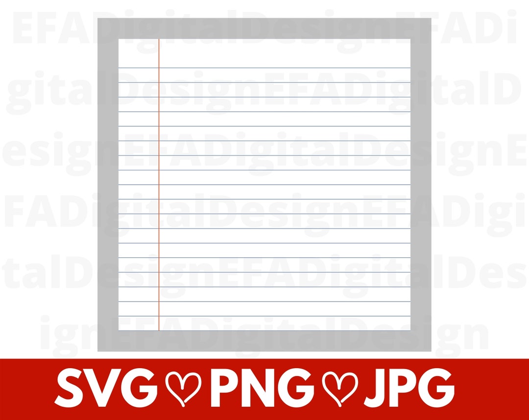 Notebook Paper SVG Cut File, Notebook Sheet Svg, Scrapbooking Svg