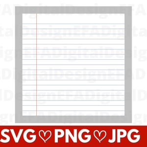 Lined Notebook Paper SVG: Wide Ruled Cut File (Digital Download)