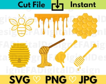 Honeycomb SVG Bundle, Bee Svg, Honey drip svg, Honeycomb Pattern svg, Beehive Cricut File, Cut file,Instant Download