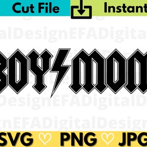 Arquivos de corte Svg de Boy Mom AC/DC, Boy Mom SVG, arquivos engraçados de mãe Cricut, clipart de mãe, design de camisa, arquivo Cricut, arquivo de corte, download instantâneo