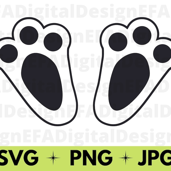 Black and White Easter Bunny Feet Svg Files, Instant Digital Download, Cricut Files, Clipart, Shirt Design, Cut file, Instant Download