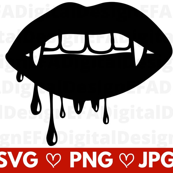 Dripping Blood Mouth Vampire Lip Teeth SVG, Halloween Fangs SVG, Vampire Lips, Clipart, Shirt Design, Cricut File, Cut file,Instant Download