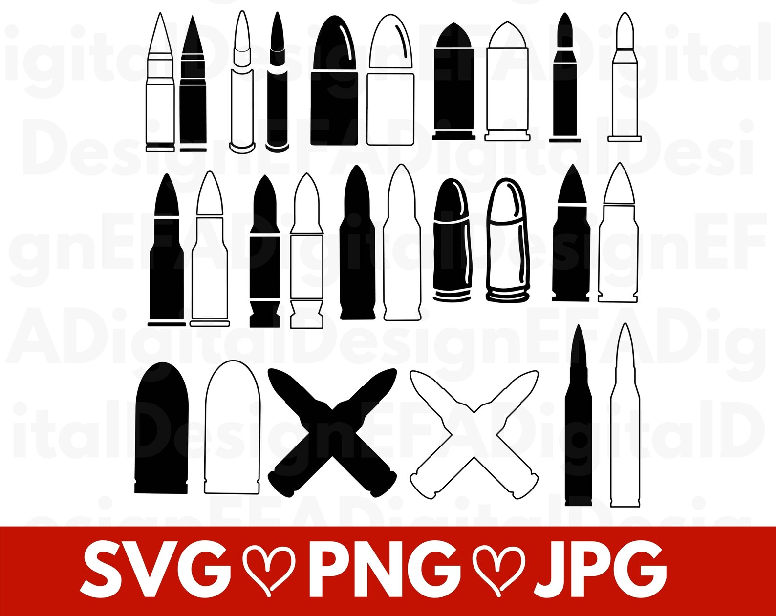 26 Bullet Bundle SVG, Bullet Sign, Ammo SVG, Gun Svg, Munition Svg, Cut ...
